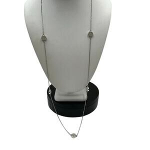 Kate Spade Long Silver Pave Crystal Brightspot Circles Station Necklace
31”